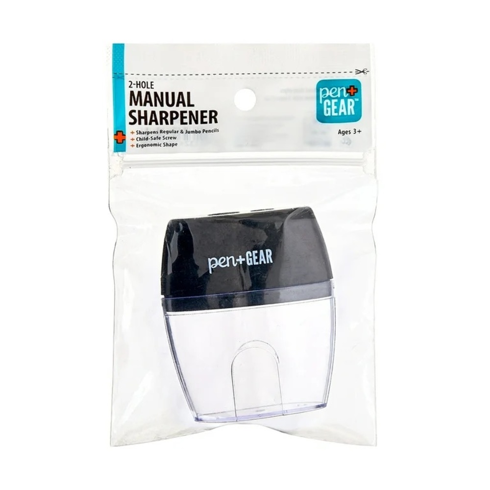Pen+Gear 2-Hole Handheld Black Manual Pencil Sharpener NWT